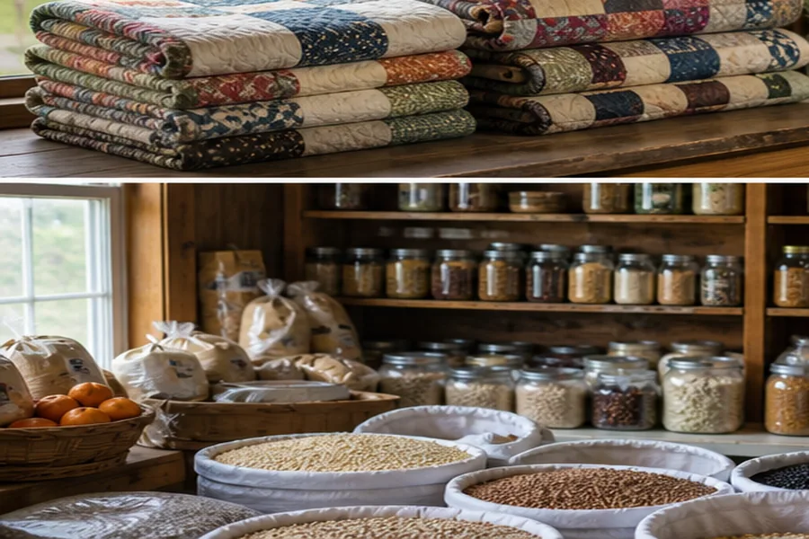 Tennessee rural valley market display with preserves and baked goods