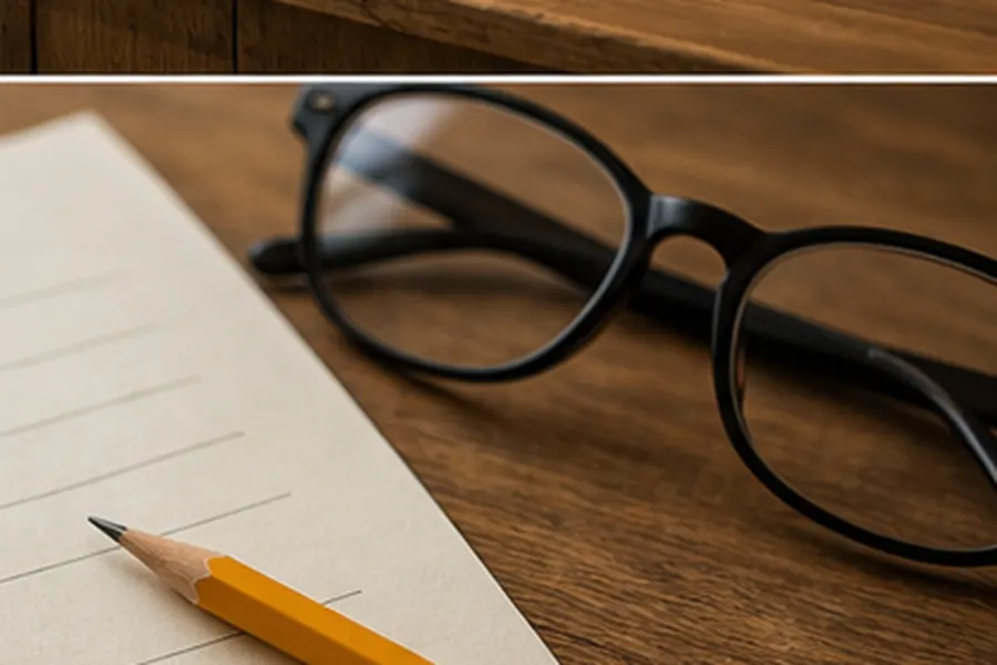 Pencil and blank checklist for listing corrections and updates